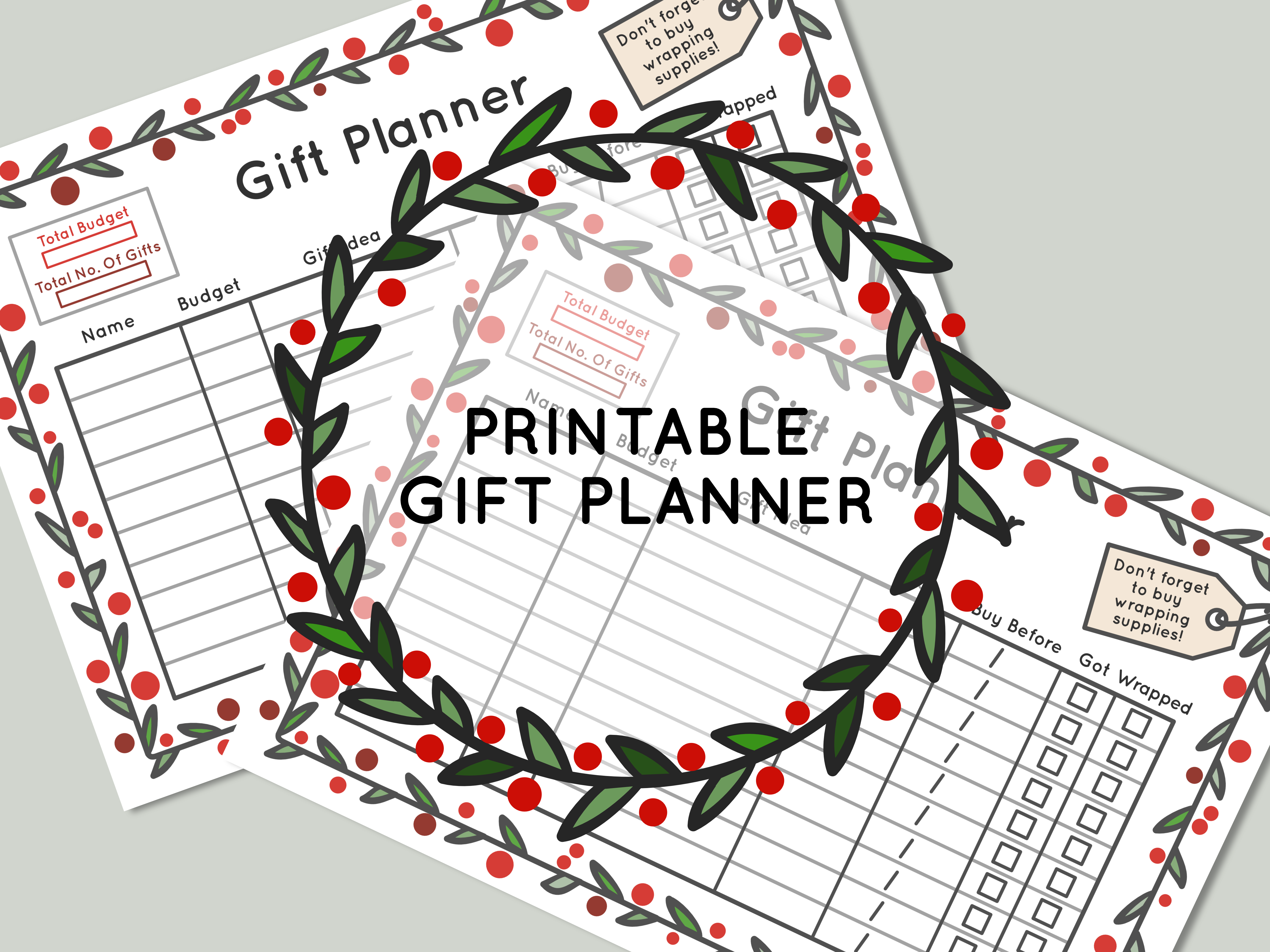 FREE Printable Gift Planner Work Over Easy