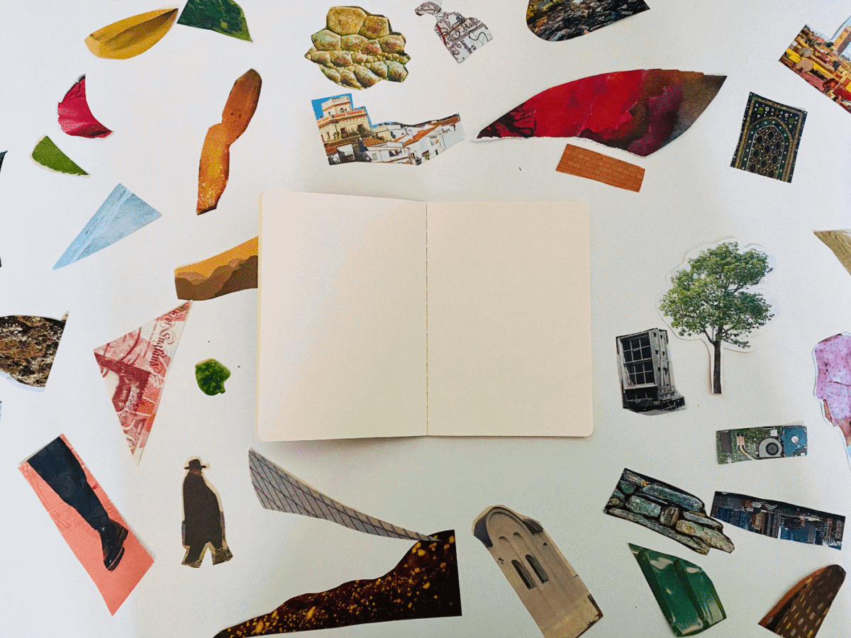 How to make your own tiny collage book Work Over Easy